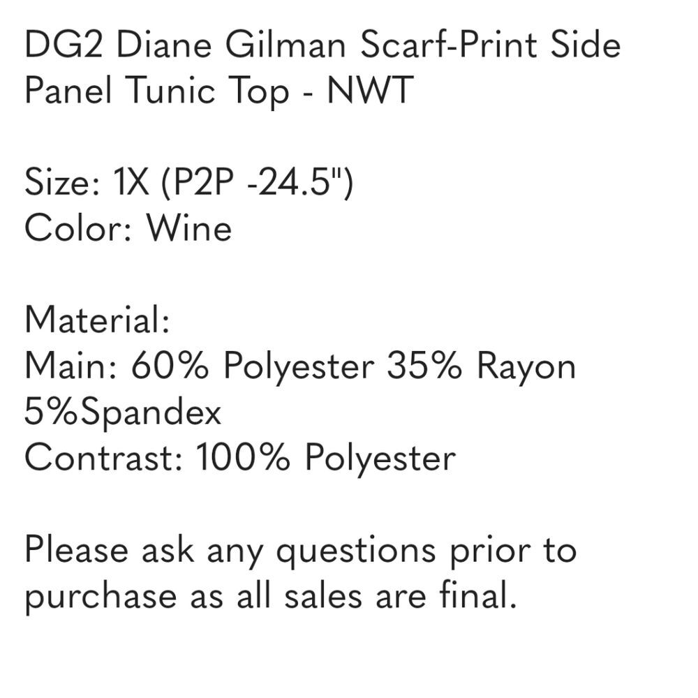 DG2 Diane Gilman Scarf-Print Side Panel Tunic Top - NWT - Picture 7 of 8